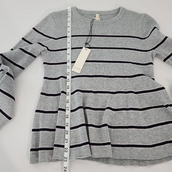 Rebecca Taylor La Vie Taylor Cozy Stripe Cherry Blossom Pullover Sweater L NWT - Picture 11 of 13